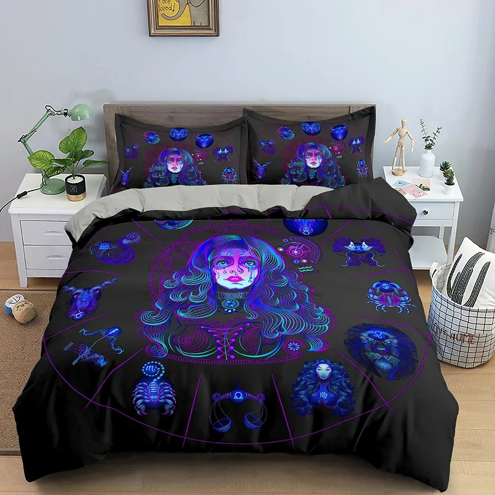 3D Printed Astrological Horoscope Constellation Bedding Set Psychedelic Duvet Cover Quilt Double Twin Full Queen King Adult Kids