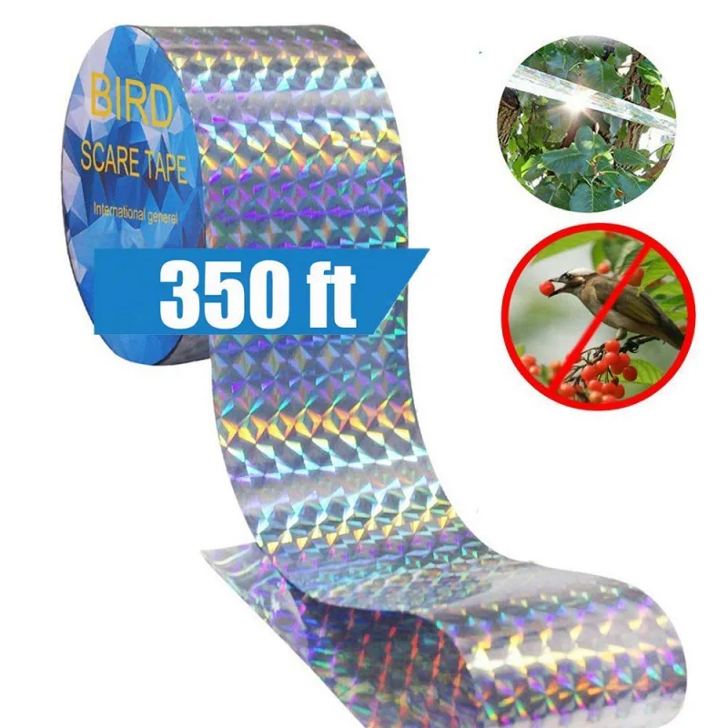 Bird Repellent Deterrent Reflective Scare Tape Dual-sided Reflective and Holographic Keep Birds Away for  Grackles Geese Heron ﻿