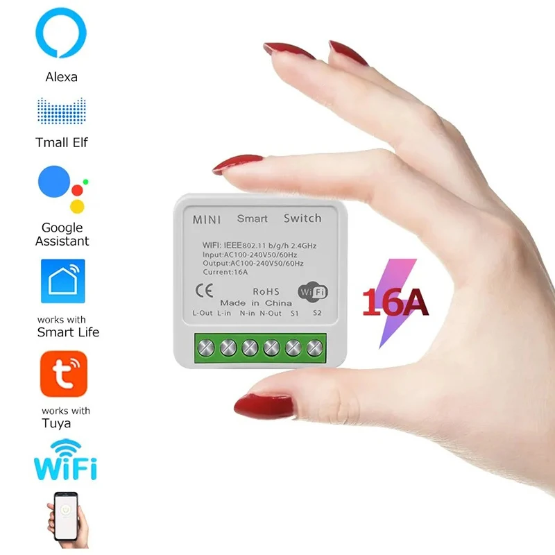 16A Tuya Wifi Switch DIY المنزل الذكي 2-way التحكم التتابع الذكية الحياة APP التحكم عن بعد الموقت يعمل مع Alexa Google Home Alice