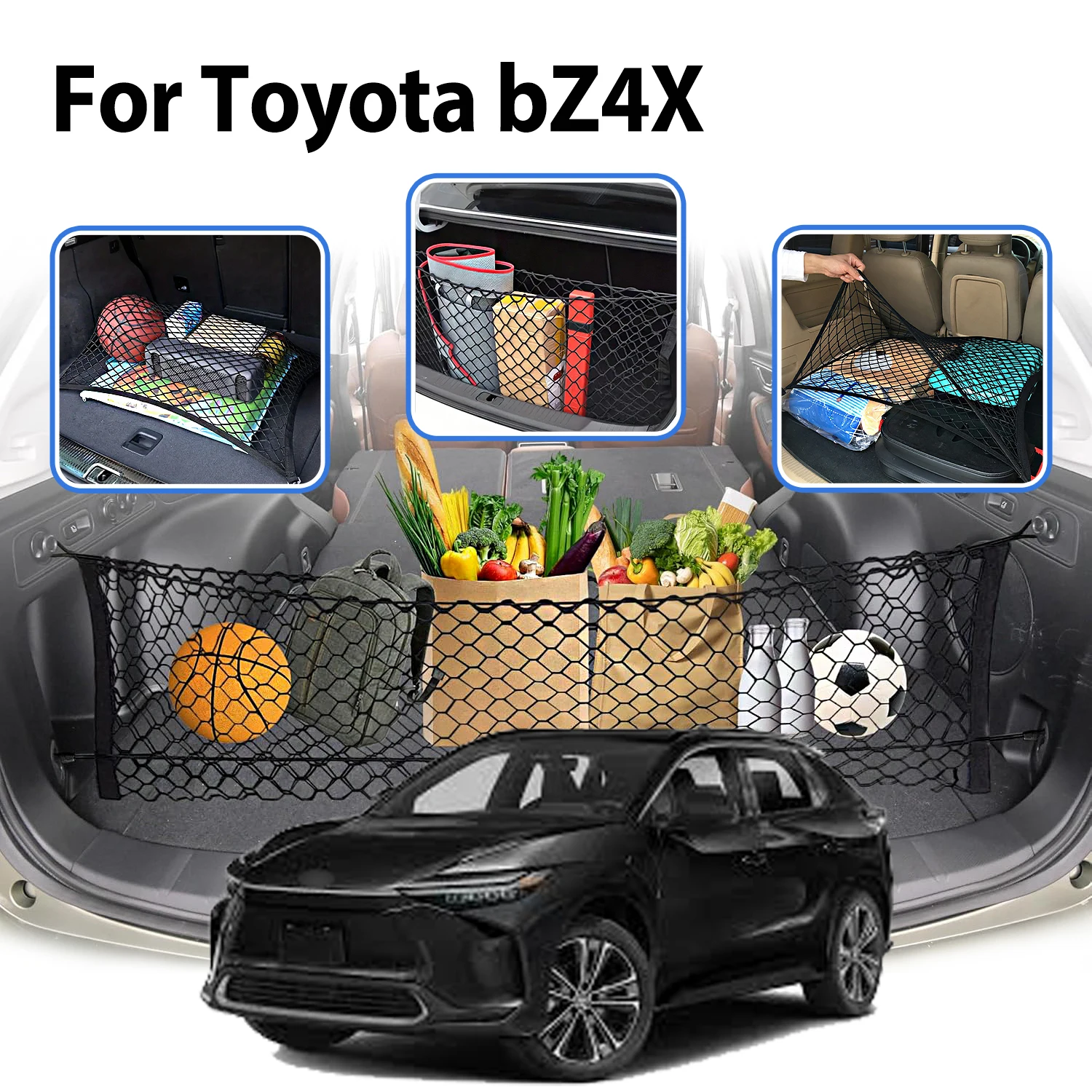 Car Cargo Net Stretchable,Car tools, Adjustable Elastic Trunk Storage Net with Hook for Toyota bZ4X