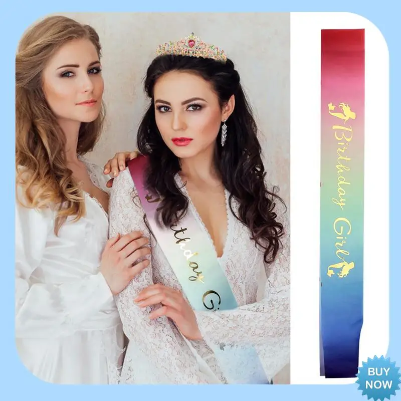 

A47Z Birthday Tiaras For Girls Birthday Crown Sash Happy Birthday Girl Princess Birthday Party Decorations Gifts Reusable Style