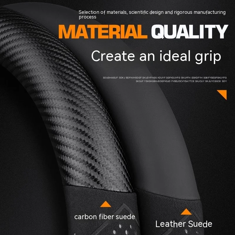 For Chery Exeed TXL TX VX LX RX Carbon fiber Suede Microfiber Leather Anti-slip Car Steering Wheel Cover Auto Accessories