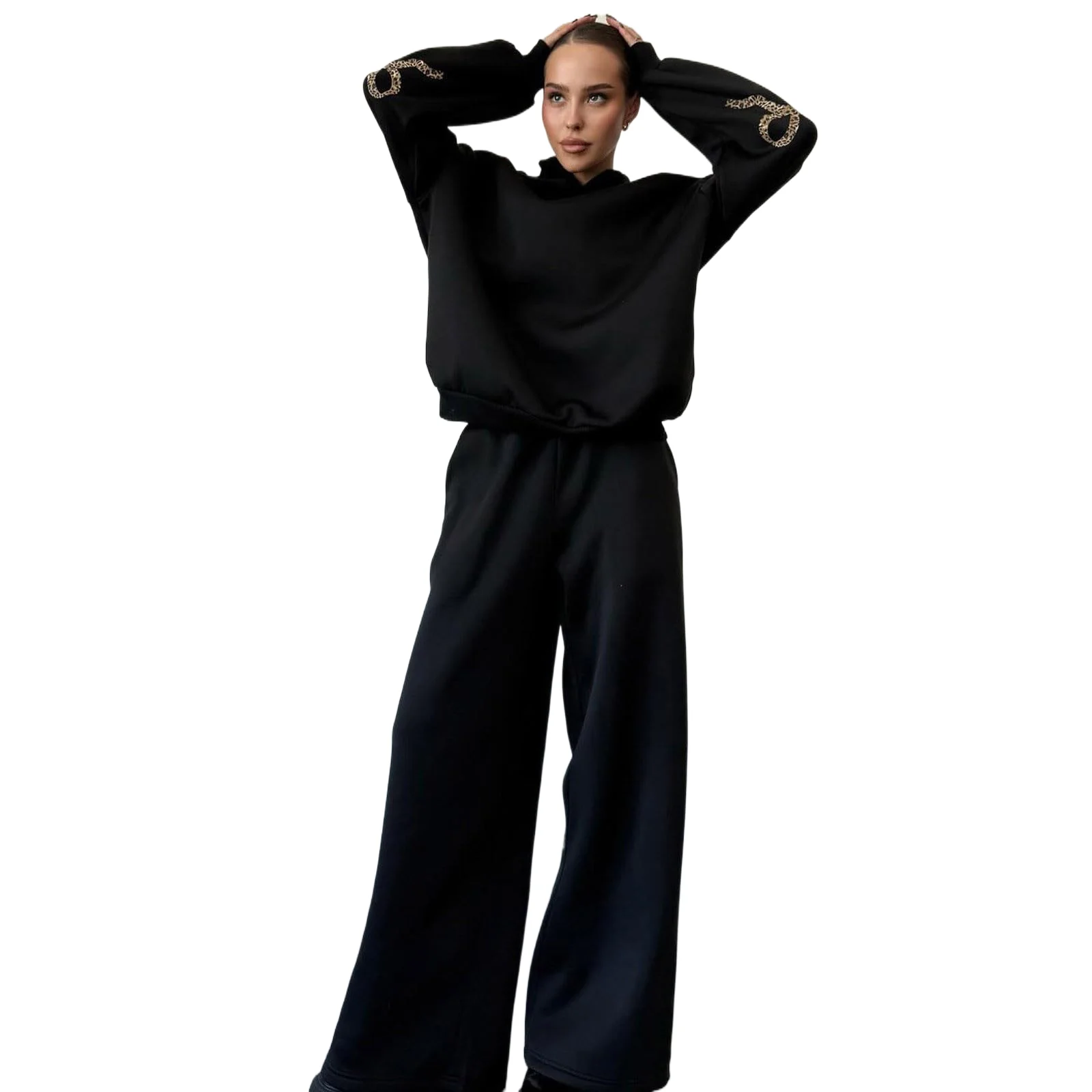 

2 Piece Lounge Sets for Women Winter Fall Sweatsuits Printed Long Sleeve Hoodie Sweatshirt Wide Leg Sweatpant Matching Tracksuit
