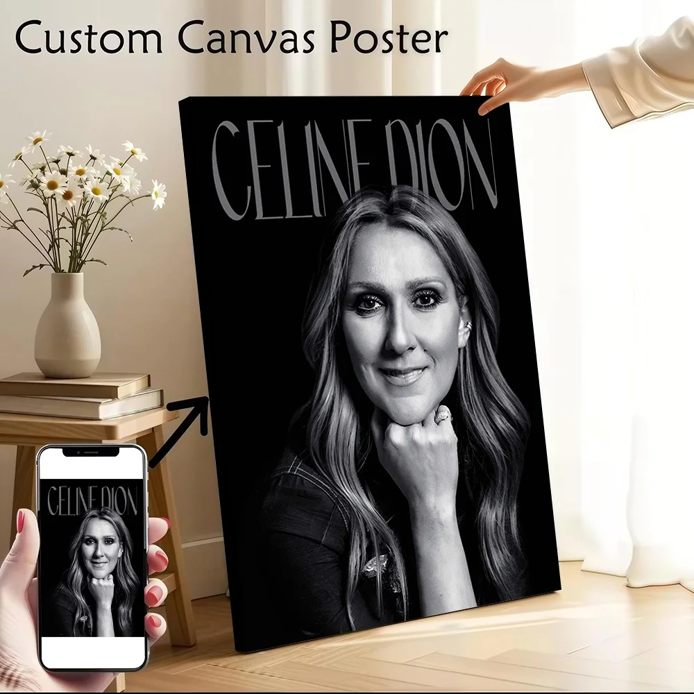 Póster de Lona de Celine Dion, Impresión de Imágenes Personalizables para Decoración de Paredes, Mural Artístico para Habitaciones, Artículos de Decoración Temáticos y Especiales para el Hogar