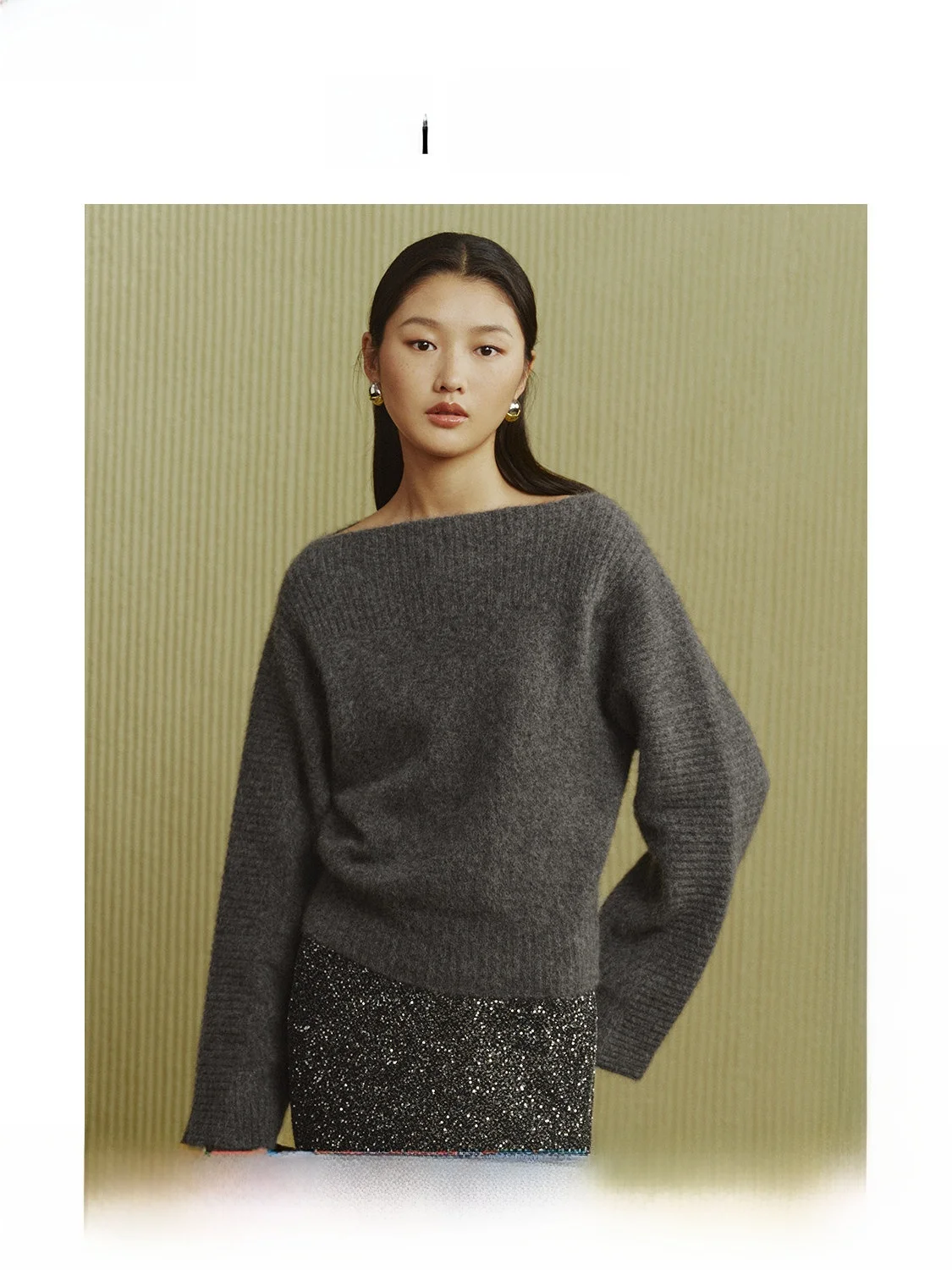 

Женский трикотажный джемпер ZhiZhi с одним открытым плечом, из шерсти яка, с длинным рукавом, тонкий, однотонный, для повседневной носки, зимний, новинка