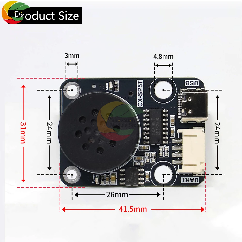 DC 3.3-5V MP3 Voice Playback Module Uart Serial Port Control Intelligent Voice Broadcast Compatible Type C