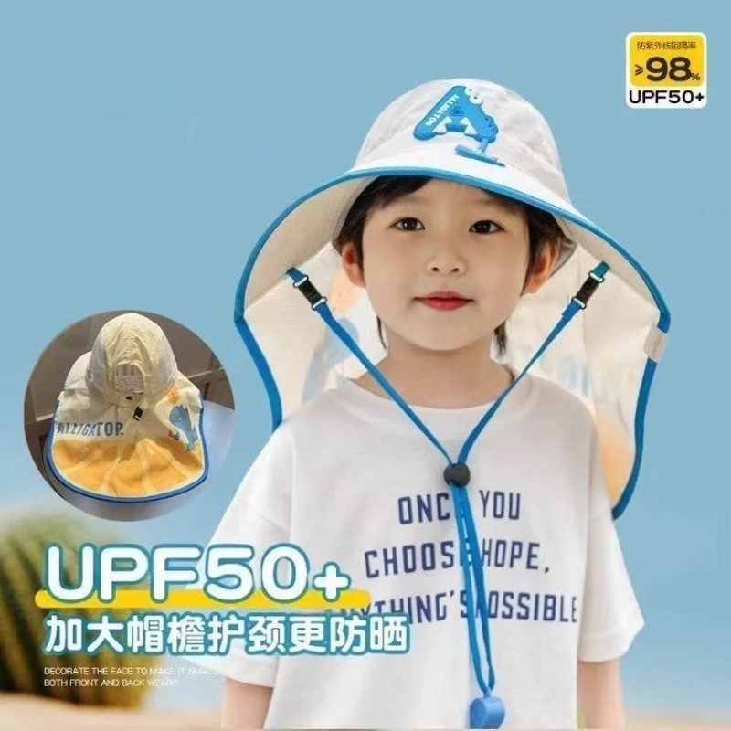 

UPF50+ Kids Sun Hat Summer Beach Hat for Boys Girls Extra Wide Brim Neck Flap Adjustable Beach Summer Hat for Ages 3-12