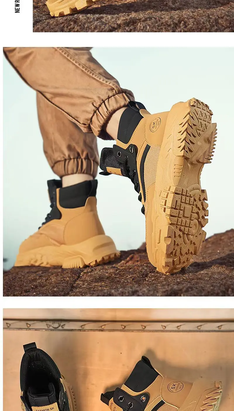 2026 Herren High-Top Arbeitsschutzschuhe Rutschfeste Verschleißfeste Frühling-Herbst Outdoor-Kletter-Arbeits-Sport-Trendstiefel – Detail 12