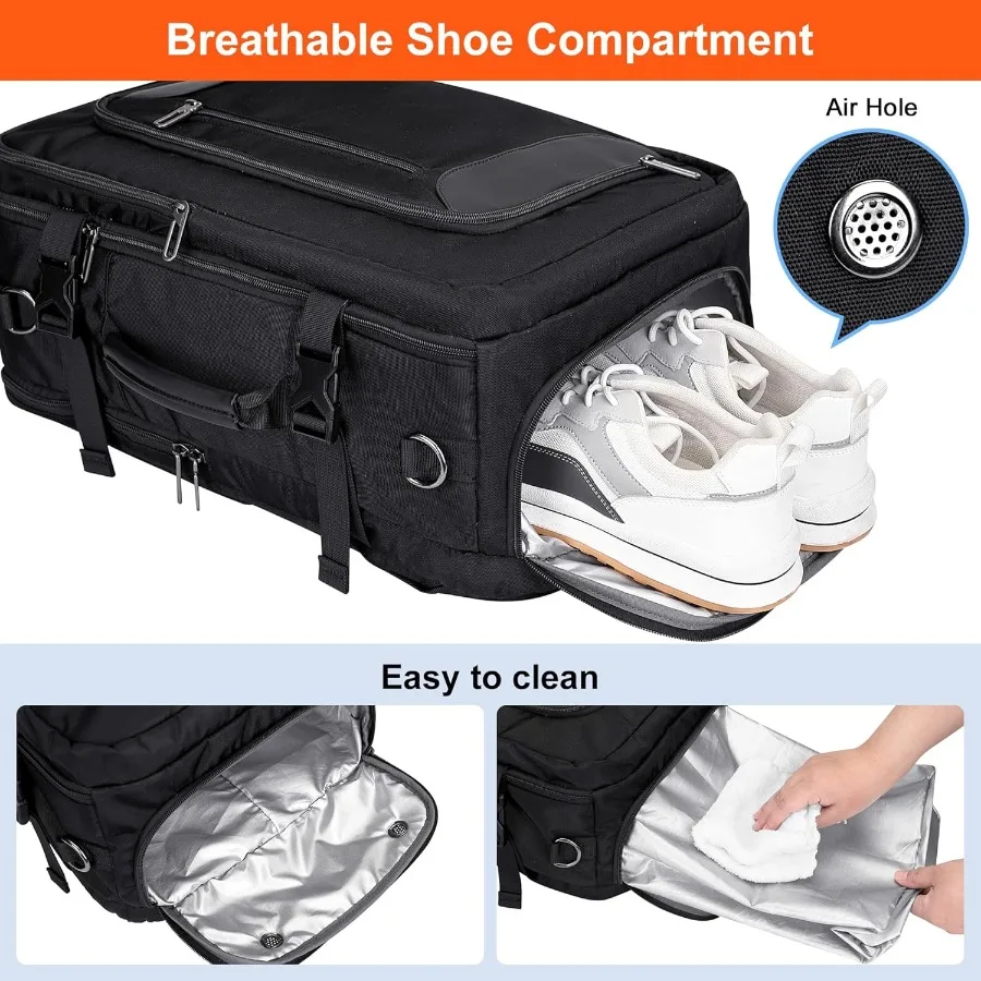 PIJUSHI حقيبة السفر للنساء الرجال الطيران المعتمدة تحمل على حقيبة 16 بوصة كمبيوتر محمول العنصر الشخصي Daypack مع مقصورة الأحذية P