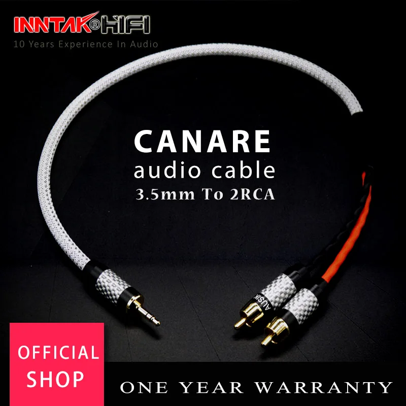 High-End 3.5mm To 2 RCA Stereo Audio Cable Carbon Fiber RCA + HiFi Canare Professional Broadcast Audio-cable  0.5m 1m 1.5m 2m