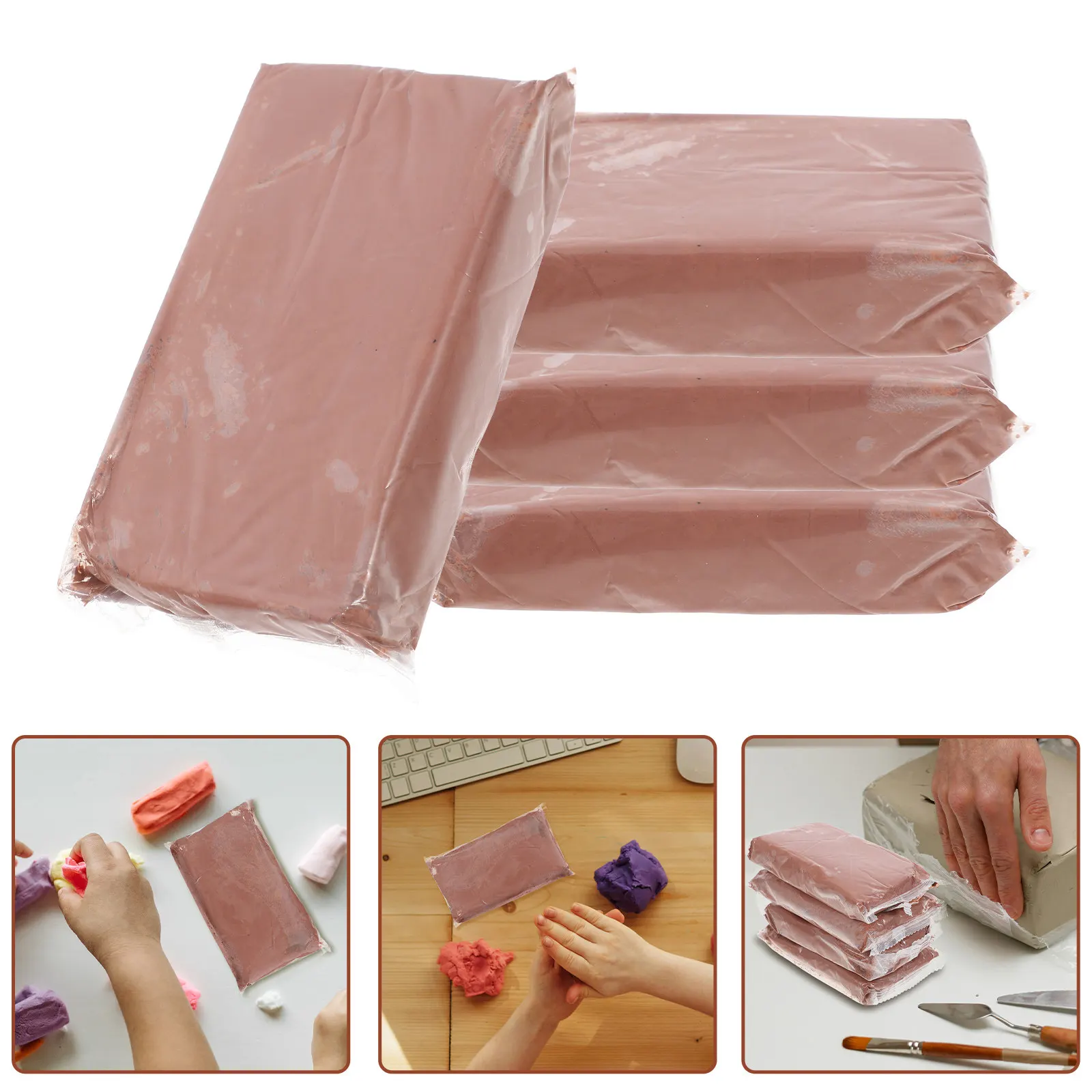 4Pcs 's Air Dry Clay Pottery Soft Sculpture Set DIY Craft Supplies Bright Color Modeling Clay for Teenagers