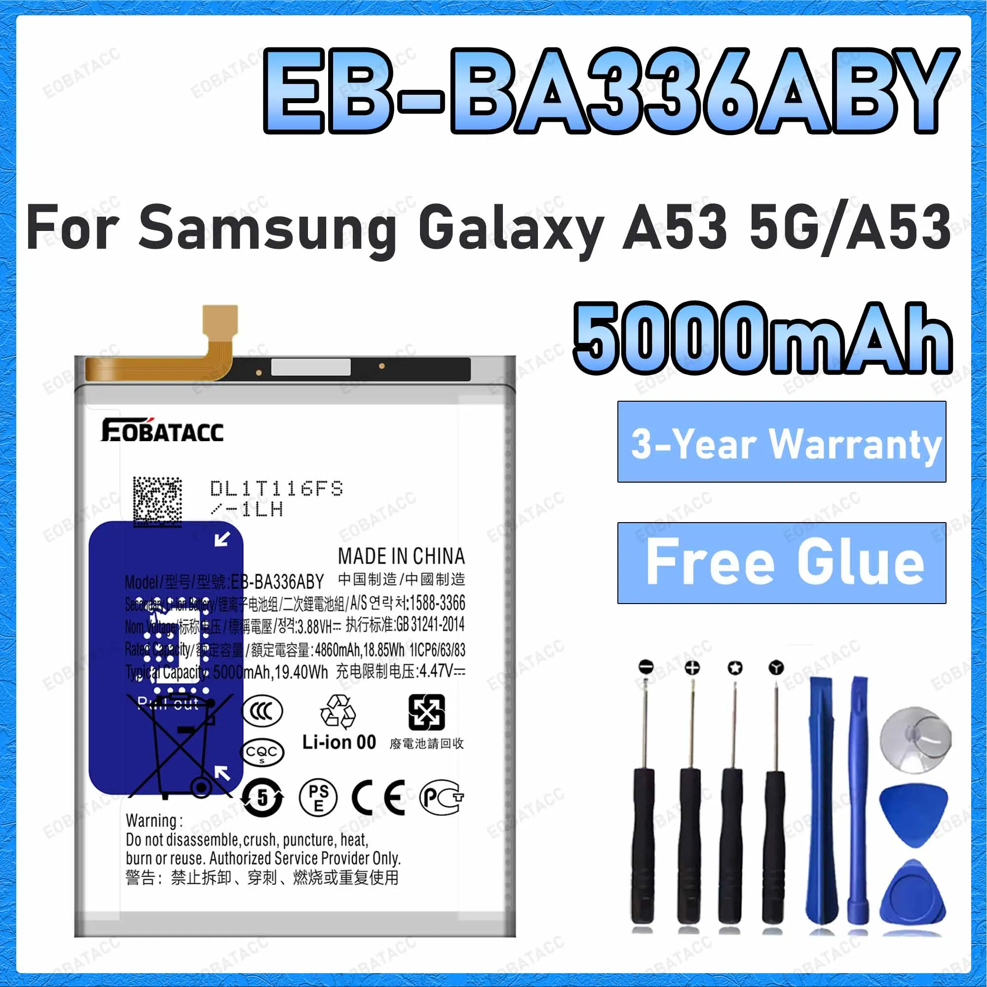 EB-BA336ABY 5000mAh Battery For Samsung Galaxy A53 5G Batteries New High Quanlity+Free Tools
