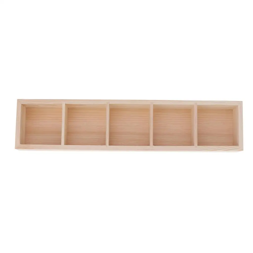 Multi Grid Succulent Planter Pot Wooden Flower Box Bamboo Tray Storage Organizer for Office Windowsill Home Tabletop
