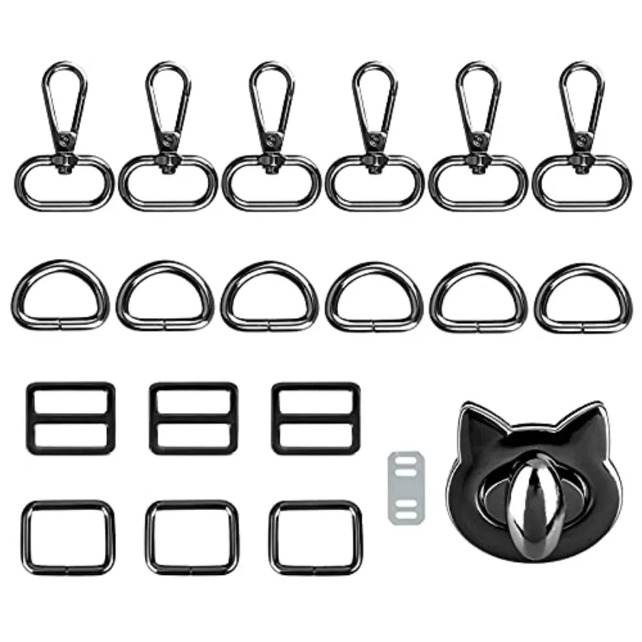 

19Pcs Thickened Purse Hardware for Bag Making Swivel Snap Hooks 1 Inch and Tri-glides Slide Buckles D Rings for Purse Rectangle