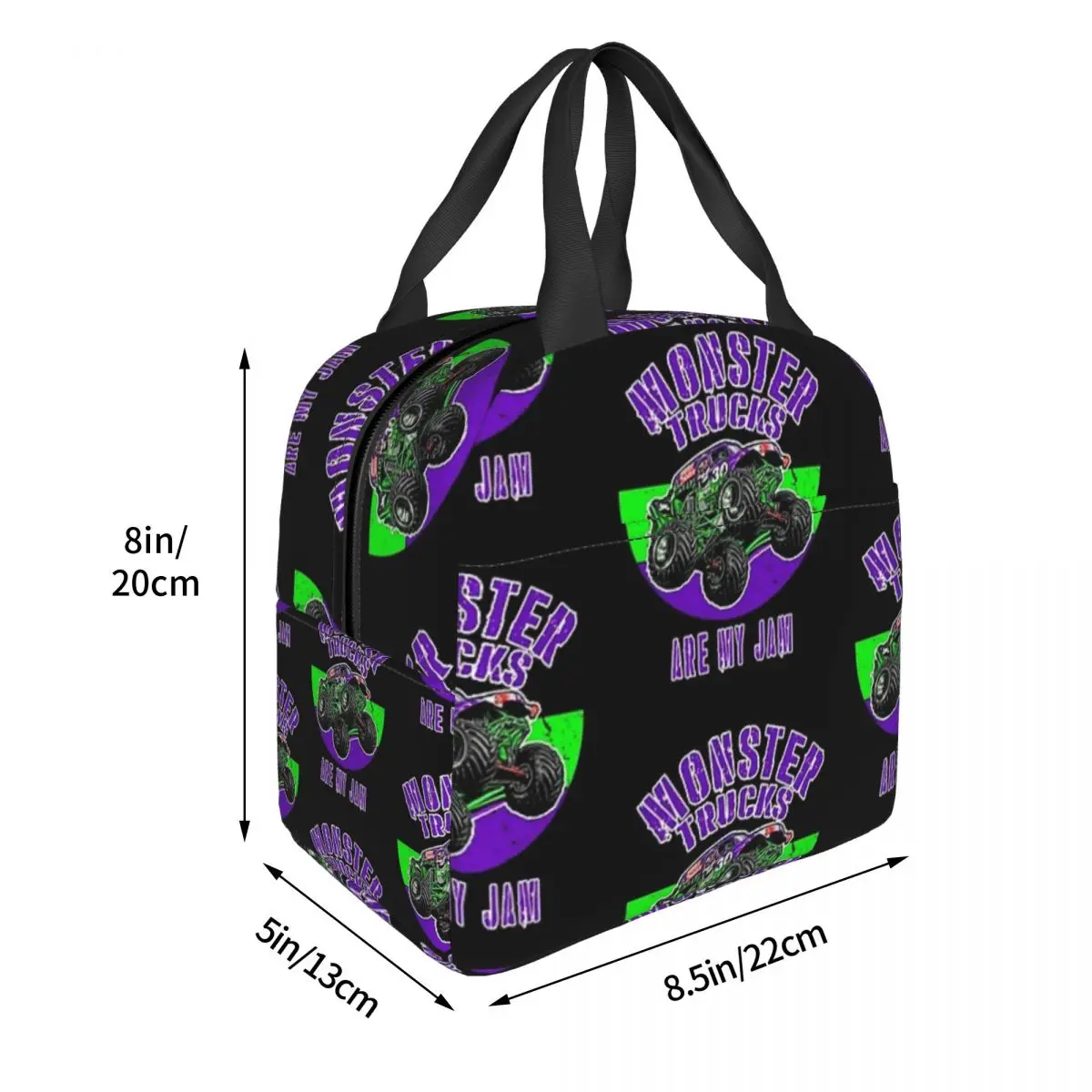 Monster Truck Are My Jam Grave Digger Lunch Bags Insulated Bento Box Portable Lunch Tote Resuable Picnic Bags Cooler Thermal Bag