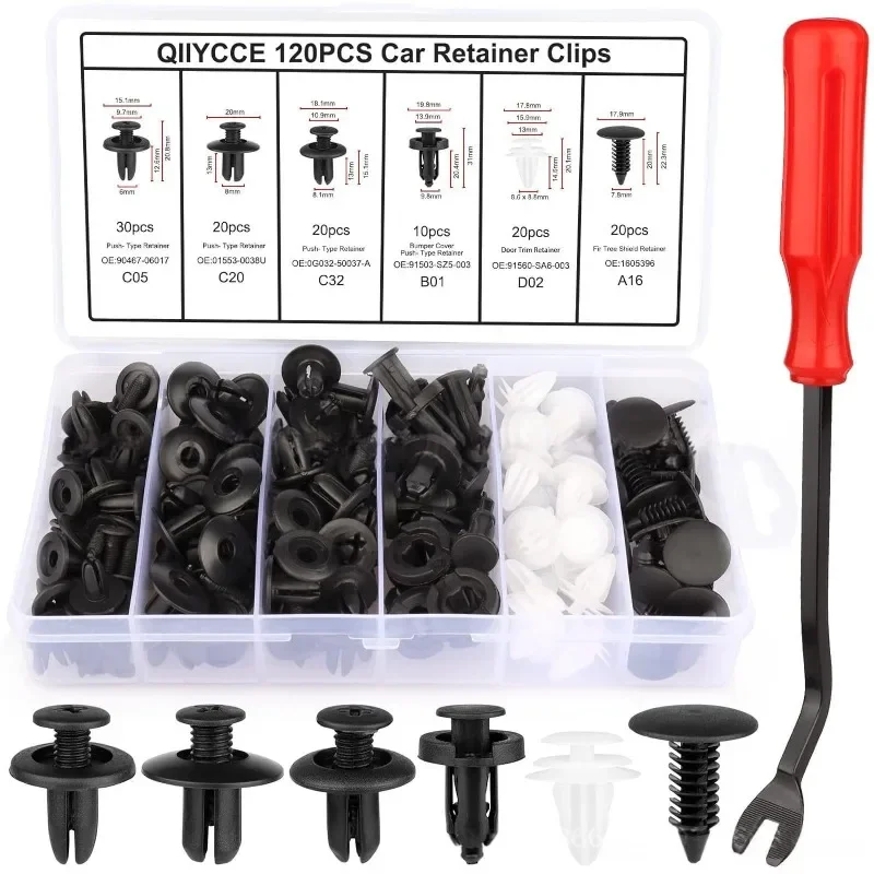 100-teiliges Auto-Druckknopf-Clip-Set, Kunststoff-Nieten-Befestigungen für Autostoßstange, Kühlergrill, Kotflügel & Seitenschweller, Aufbewahrungsbox Inklusive