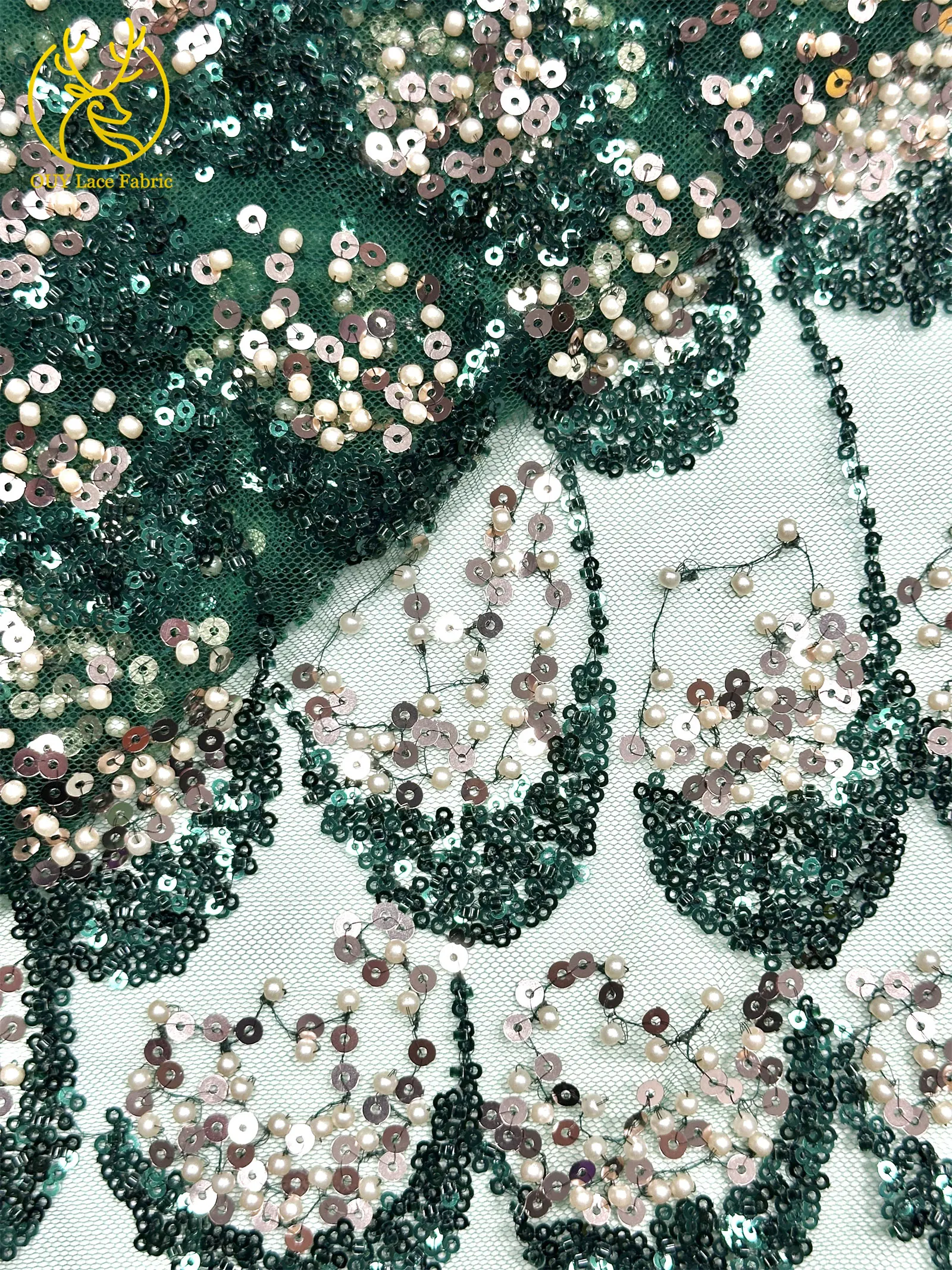 Luxuriöser Afrikanischer Perlen-Mesh-Spitzenstoff 2026 Hochwertige Französische Nigerianische Pailletten-Stickerei Tüllspitze zum Nähen von Partykleidern – Detail 28