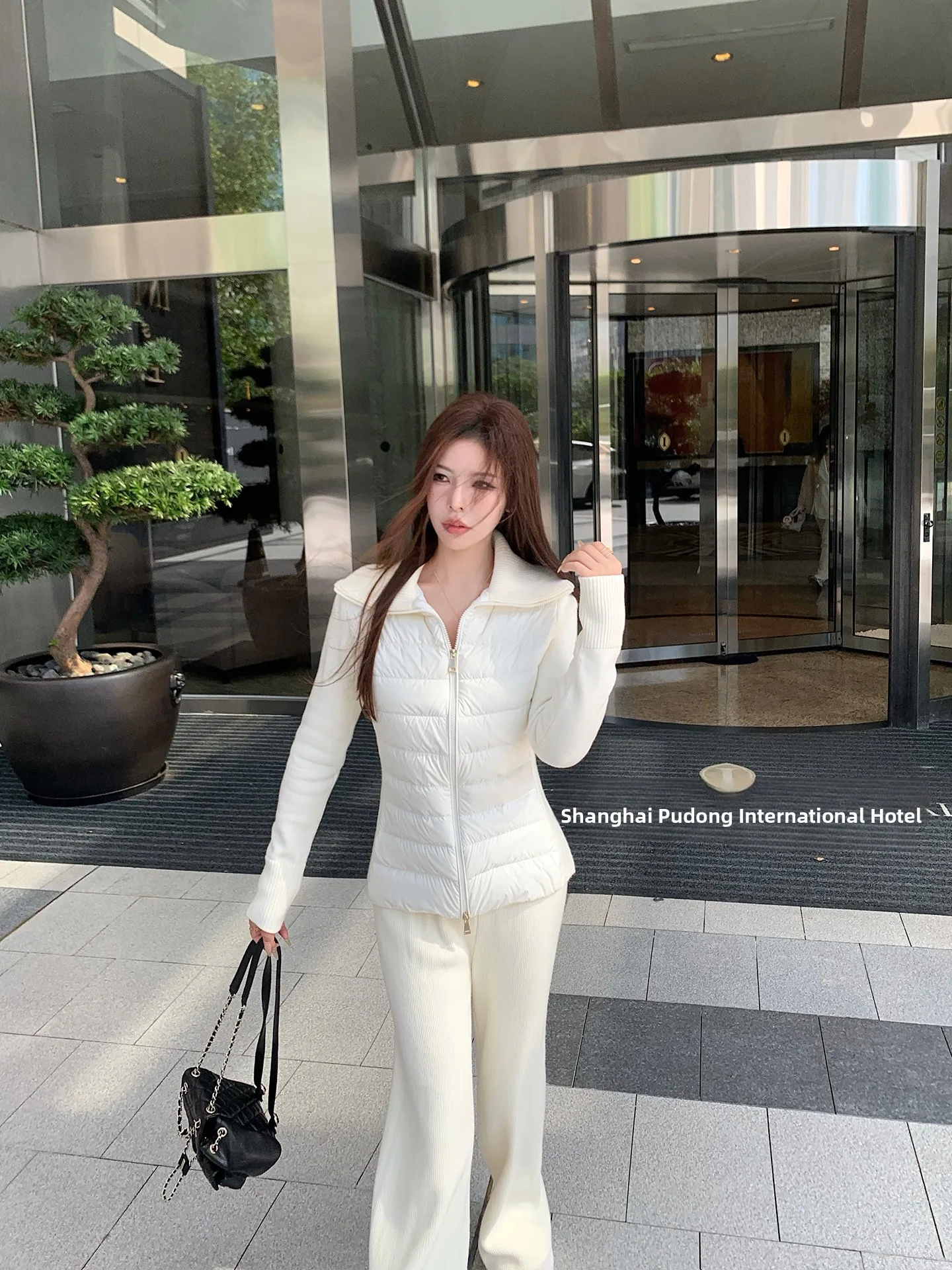 

Onelady Slim Fit вязаный жгут с клетчатым дизайном для женщин, зимняя теплая верхняя одежда, повседневная застежка-молния