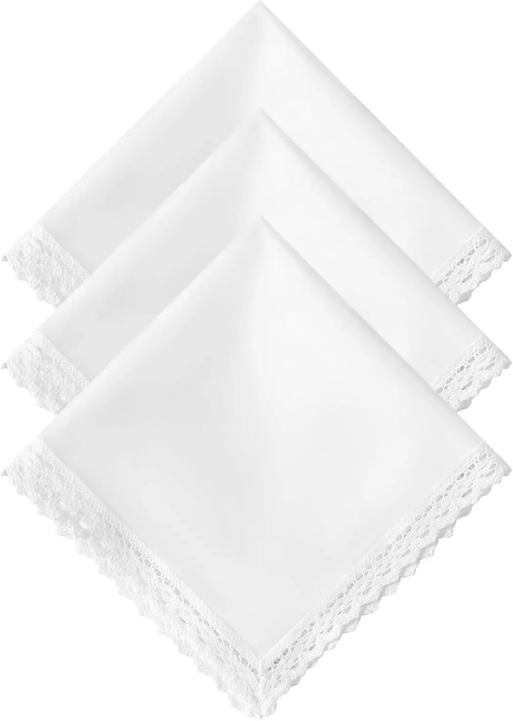 

Elegant White Lace Handkerchiefs for Women Cotton Scalloped Wedding Hankies Bridal Handkerchief