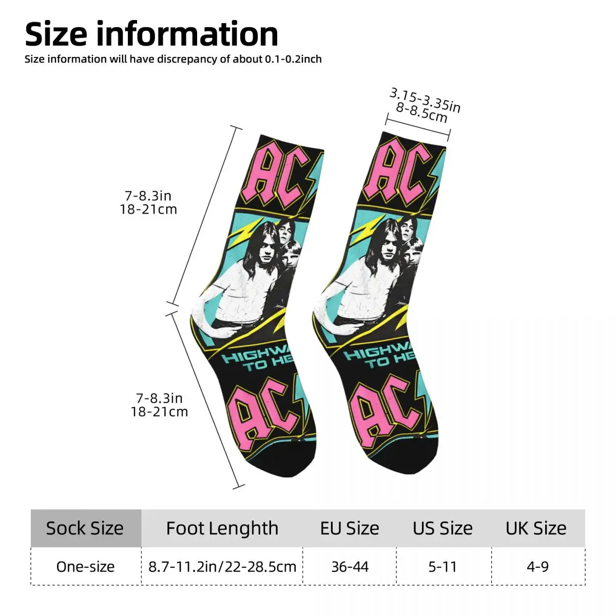 Hip Hop Vintage Rock Music Crazy Men\'s compression Socks Unisex A-AC DC Harajuku Pattern Printed Funny Novelty Happy Crew Sock