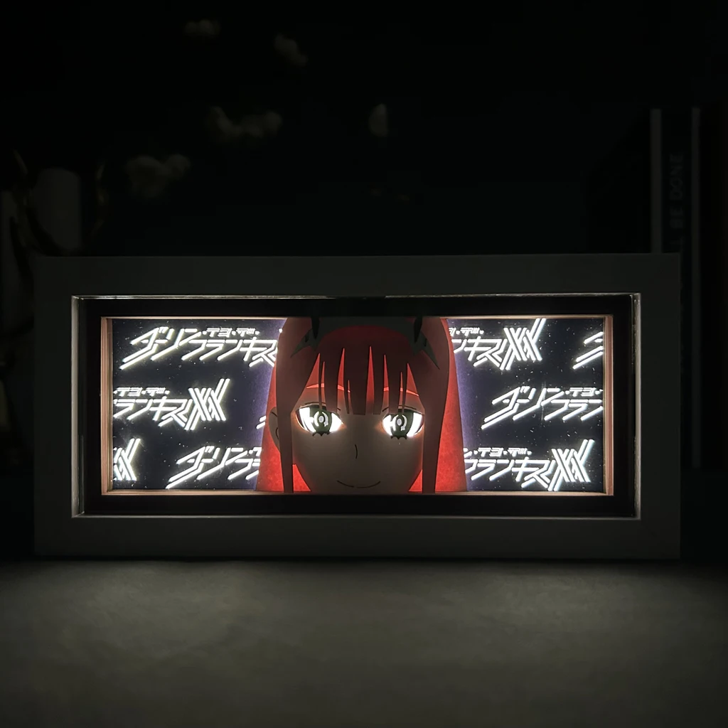 Darling In The Franxx Zero Two Eye Face Lamp for Room Decor Lightbox Manga 3d Papercut diy Table Desk Lamp Wood Anime Light Box