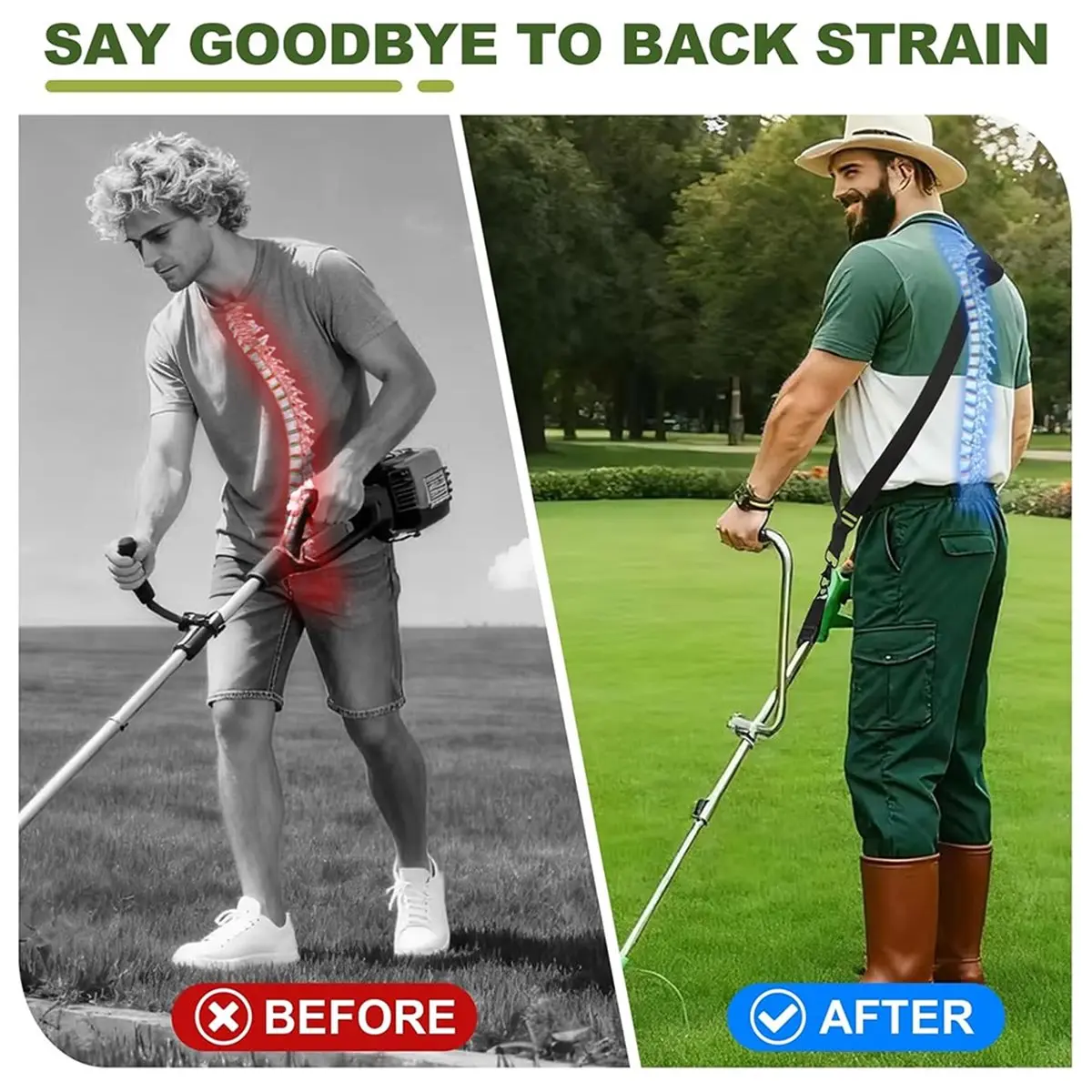 Y1499A J~Weed Eater Support Handle for Lawn Mower Weed Eater Parts Aluminum Trimmer Grip for Lawn Care with Shoulder Strap