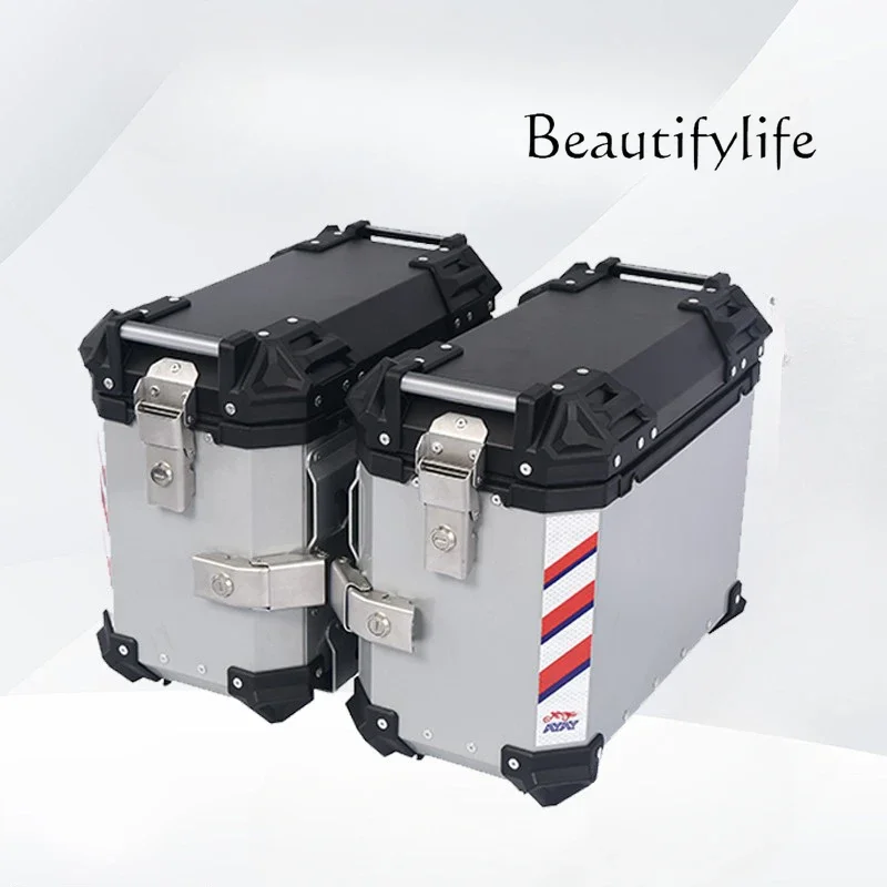 

Compression waterproof aluminum alloy Motorcycle side box aluminum alloy three boxes side storage tail box