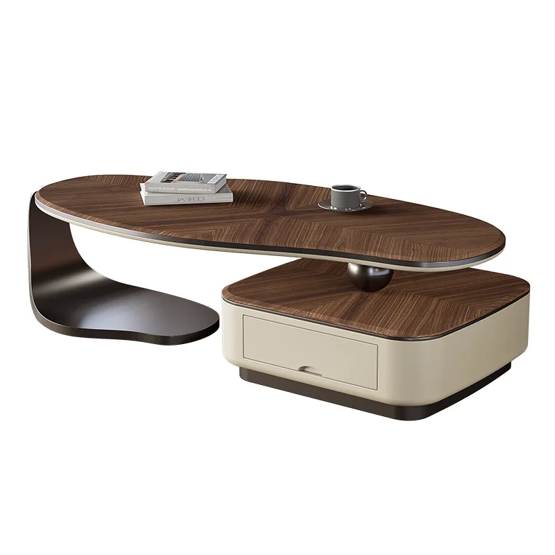 wabi sandy wind walnut solid wood small apartment special-shaped coffee table household living room mango coffee table