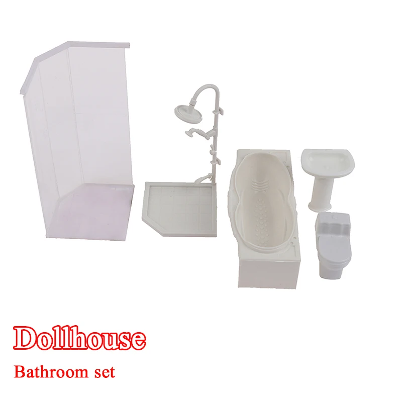 

1:25 Dollhouse Miniature Bathroom Set Shower Room Toilet Bathtub Sink Model Toy