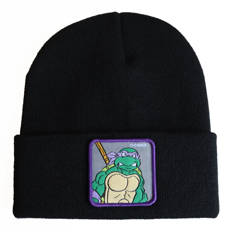TMNT 닌자 터틀스 니트 모자 여성 남성 유니버설 Y2K 라이딩 야외 스포츠 패션 겨울 비니 모자 스트리트 펑크 보닛 캡