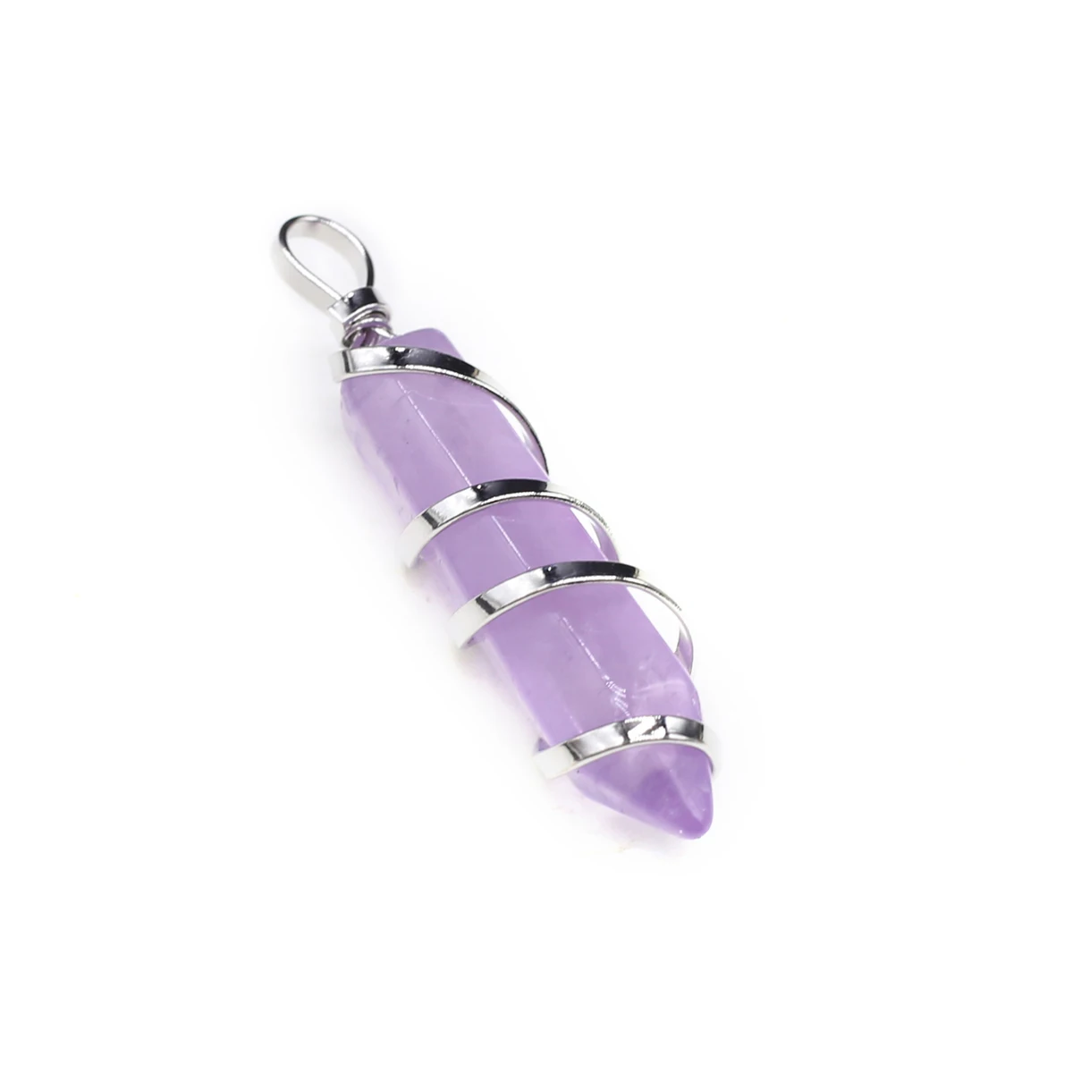 12x45mm Amethysts Hexagonal Pyramid Pendant Natural Stone Crystal Charms for Jewelry Making DIY Necklaces Earrings Accessories