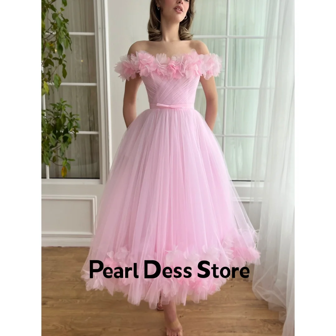 

Pearl Gauze Evening Dresses Woman Elegant Dresses for Women Gala Party Dress Sweetheart Pink 3D Flower Lace Ball Gowns Prom 2024