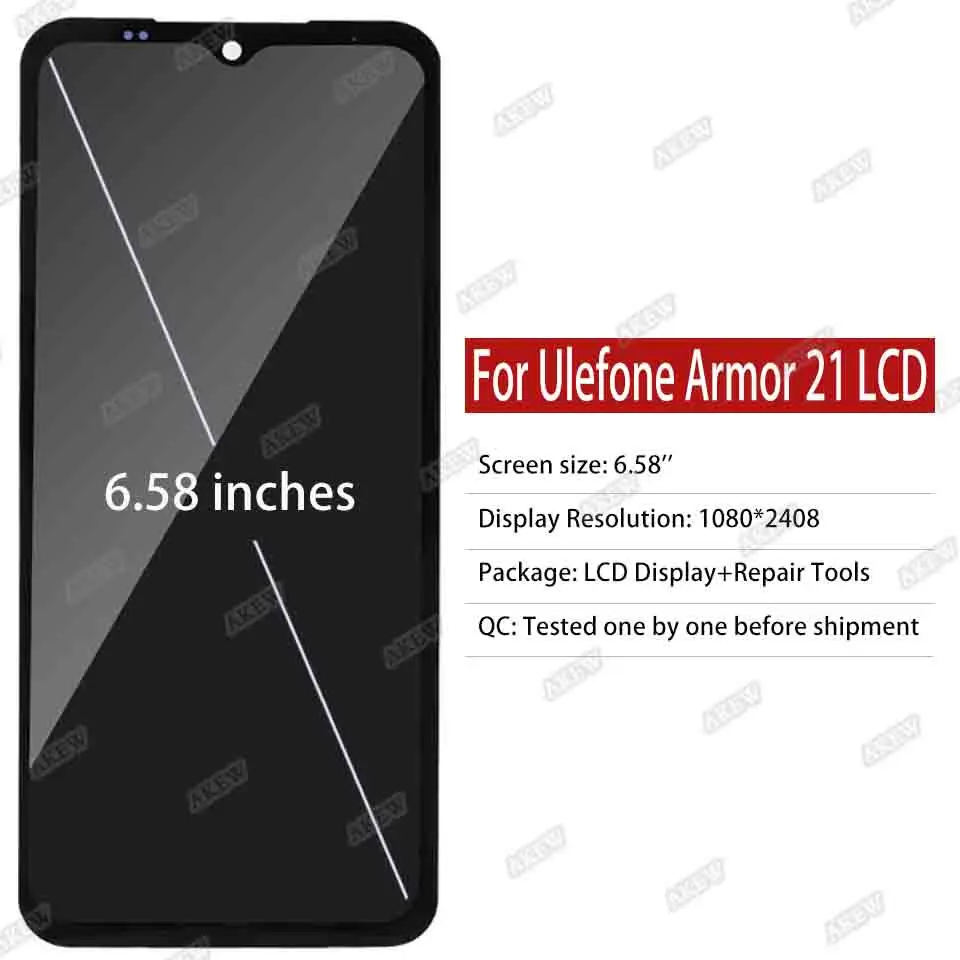 AKEW baru untuk ULEFONE Armor 21 layar LCD asli Ulefone Armor21 layar sentuh Armor 21 Digitizer rakitan suku cadang pengganti