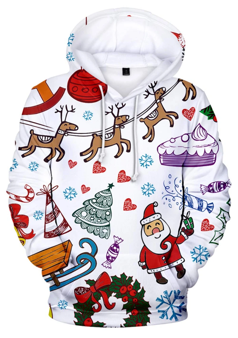 3D Printing Christmas Patten Hoodies Men Women Fall Fashion Santa Claus Party Holiday Wear Tops Unisex Casaul Clothes Polyester