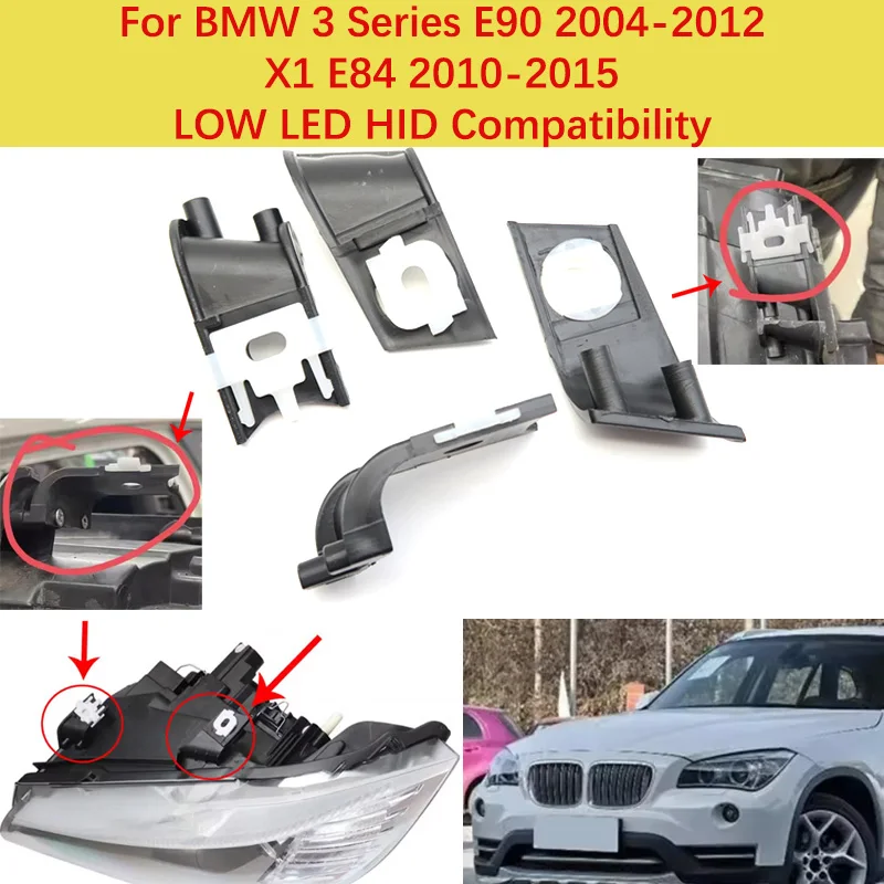 For BMW 3 Series E90 2004-2012 X1 E84 2010-2015 LOW LED HID Compatibility Car Daytime Lights Repair Kit Bracket Protection Rings