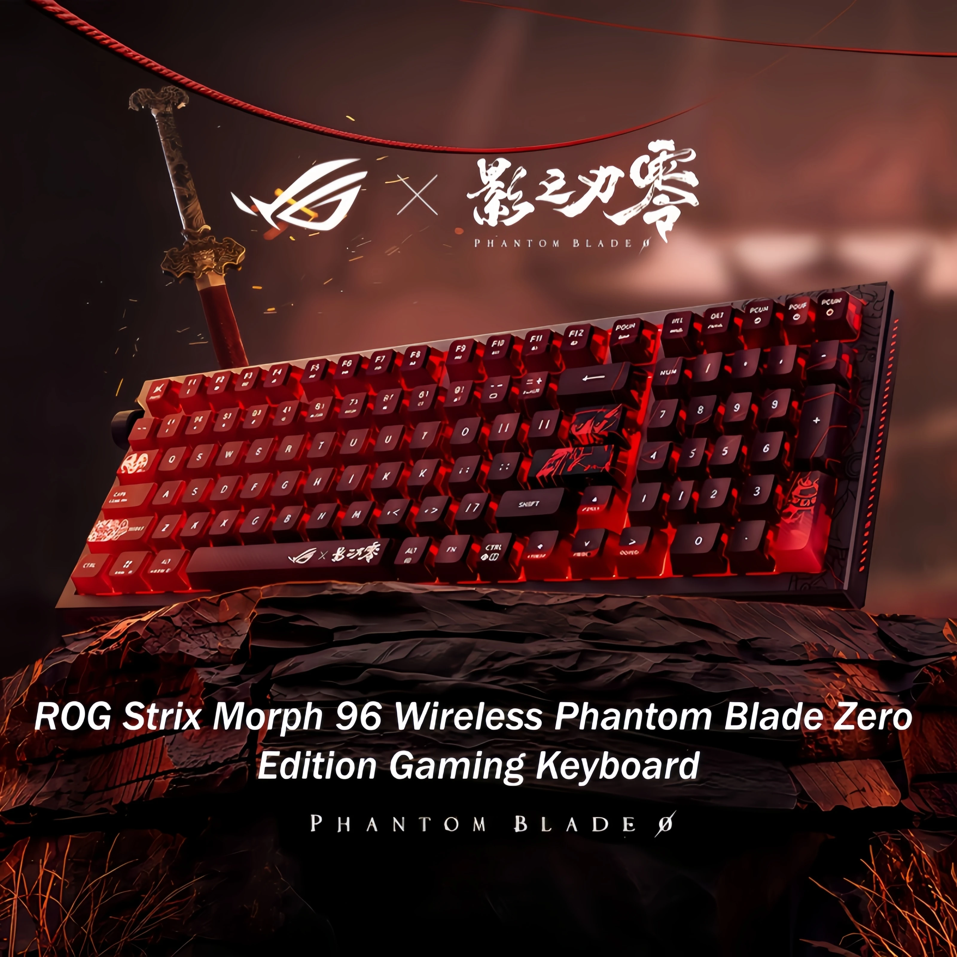 ASUS ROG Strix Morph 96 Wireless Phantom Blade Zero Edition Gaming Keyboard Tri-Mode Multifunction Knob 590H Battery for Gamers