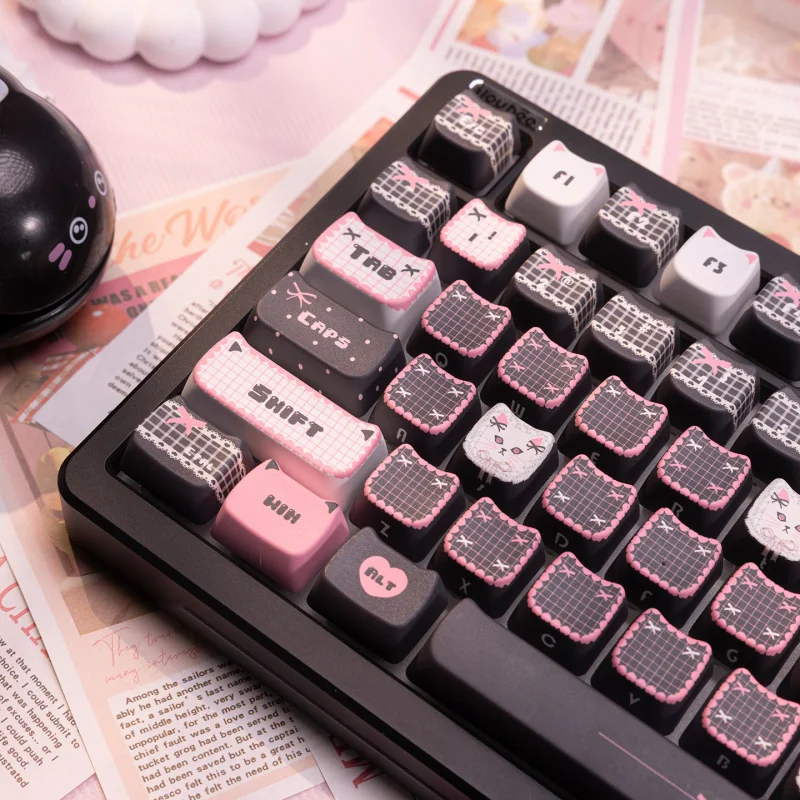 New Lace Cat Keycaps Set 131 Keys PBT Custom Dye-Sublimation Mao Profile Key Cap For MX Swithes Mechanical Keyboards
