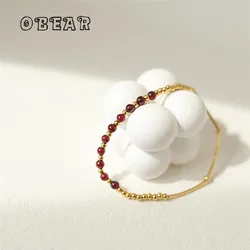 Handgemaakte Gouden Kralen Ketting Natuurlijke Bordeaux Granaat Armband Voor Vrouwen Roestvrij Staal 18K Vergulde Sieraden