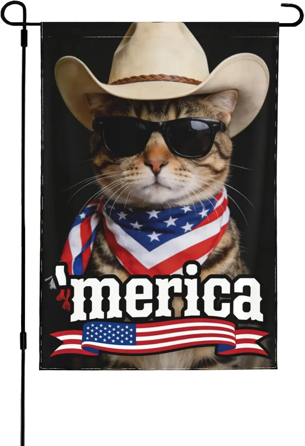 July 4th Garden Flag Double Sided 12 x 18 Inch, Cat Patriotic Flags for Outside, Independence Day Flags Outdoor Decor, Holid PPZ