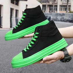 Fashion Summer Black Green High Canvas Sneakers Men Women Big Size 36-46 Breathable Platform Skateboard Shoes Mens Sneakers 2023