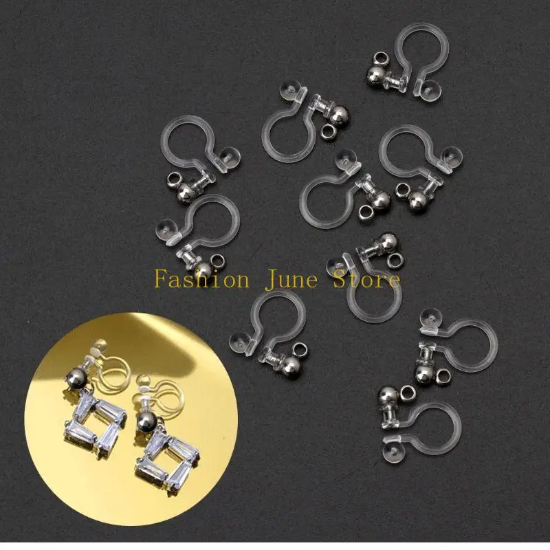N5KA 10pcs مقاطع قرط الراتنج غير المرئية للآذان غير المثقوبة مع ثقوب مجوهرات DIY