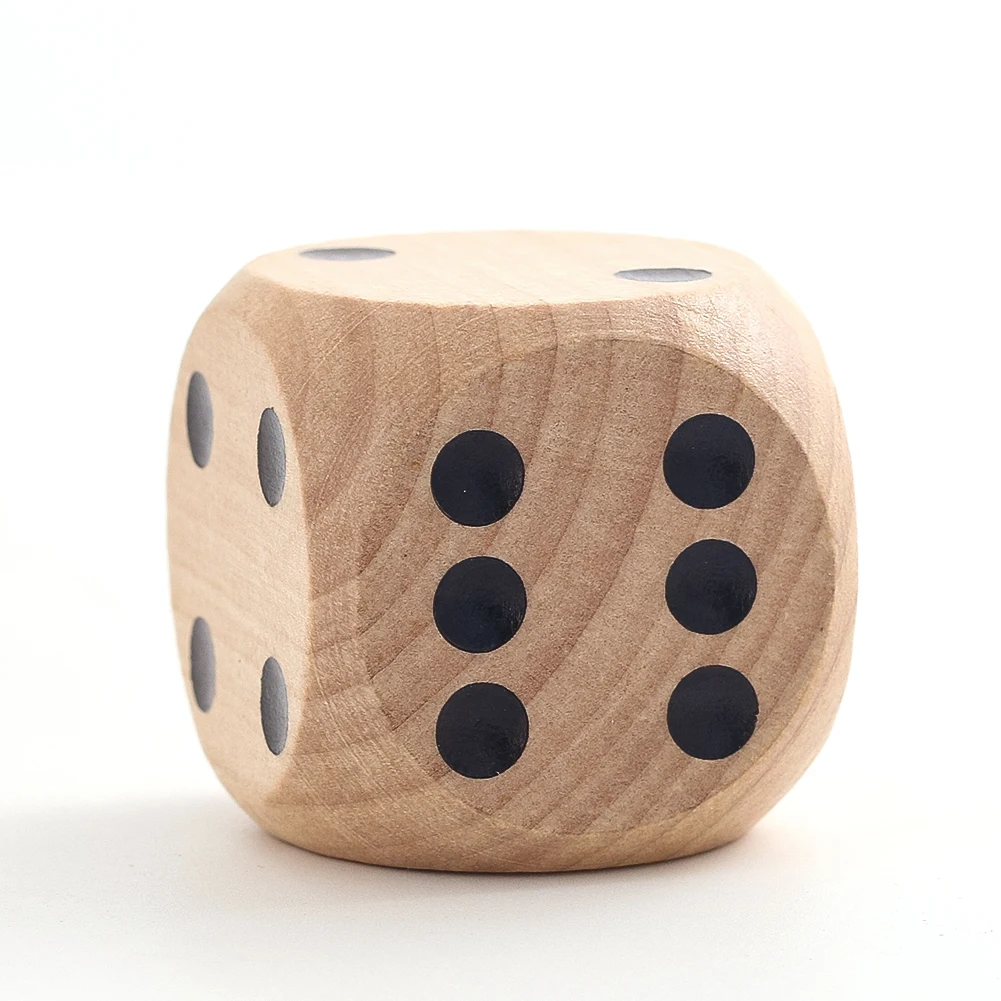40mm 50mm Large Wooden Dice Solid Wood Game Cube Big D6 Number Block Table Game Teaching Tool Party Bar Decor Props