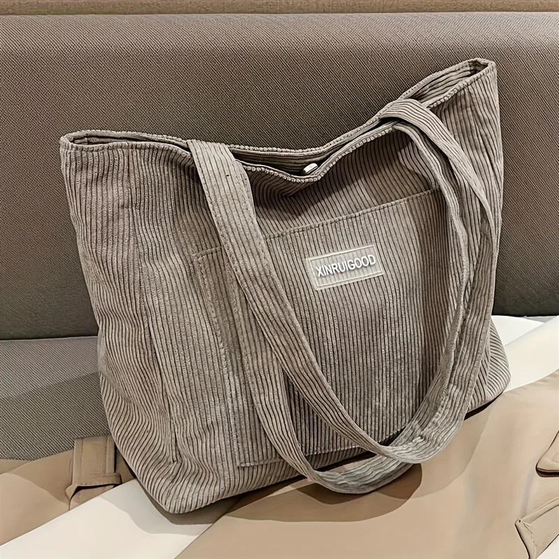 Damen-Cord-Tragetasche, Lässige Große Mode-Unterarmtasche für Ausgehzwecke, Minimalistische Handtaschen Schultertasche – Detail 6