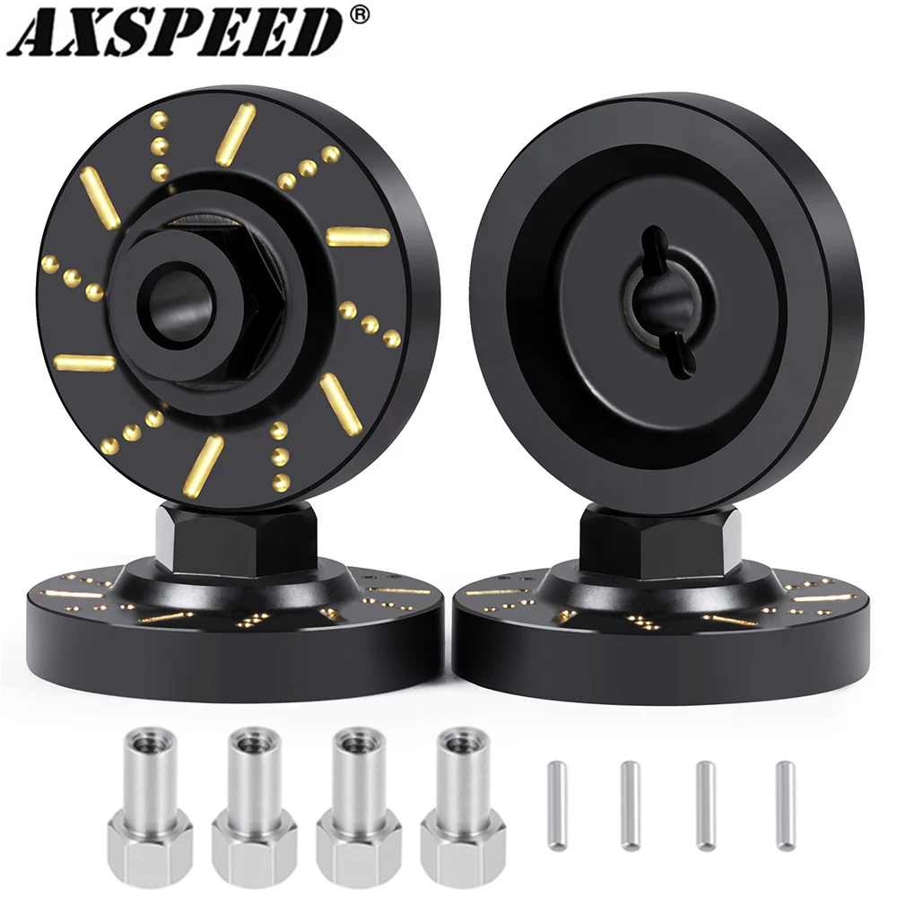 AXSPEED 4szt Czarna powłoka Mosiężne koło Sześciokątny adapter piasty Oś Przeciwwaga Tarcza hamulcowa do FMS 1/18 FCX18 1/24 FCX24M Część