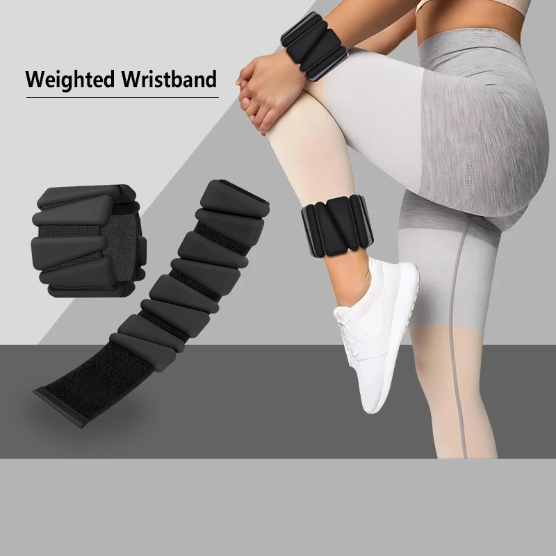 1Pair 2-4lbs Adjustable Wrist Ankle Weights - Silicone Strength Training Bracelets for Yoga Running Swimming - Women & Men