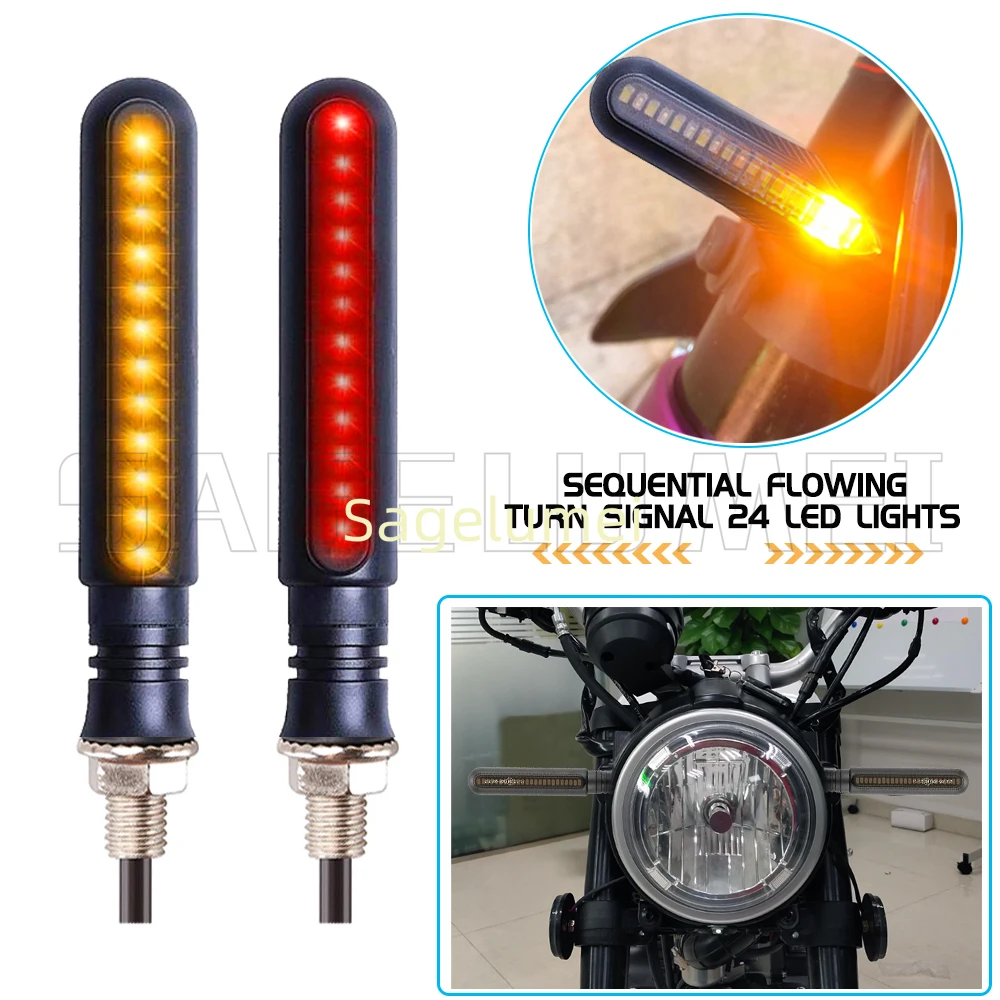 LED دراجة نارية بدوره إشارات مؤشرات الاتجاه وامض الخلفية الذيل الفرامل المتعري ضوء وقف أضواء الإشارة دراجة نارية DRL مصباح #1