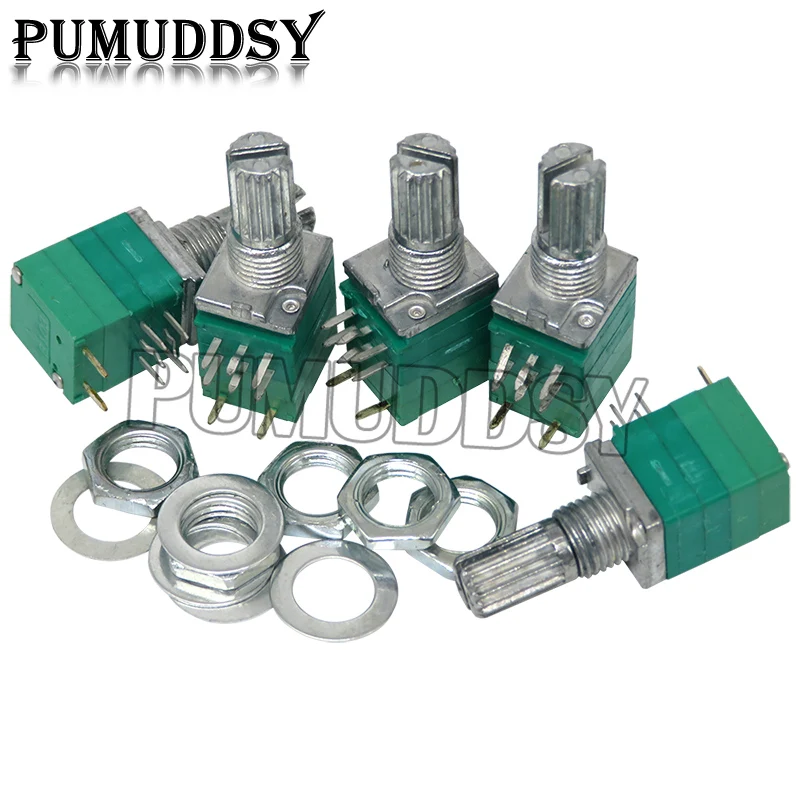 5PCS RK097GS 10K 50K Switch Audio 8PIN Shaft 15mm  Amplifier Sealing Potentiometer RK097 Green