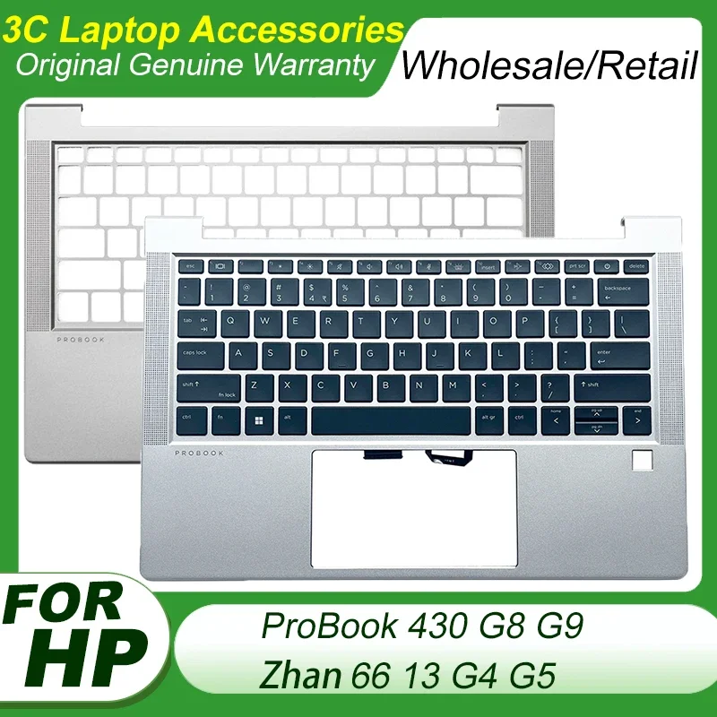 

New US Latin Keyboard For HP ProBook 430 G8 430 G9 Zhan66 13 G4 G5 Laptop Palmrest Upper Case Top Lid Housing Cover M21190-001