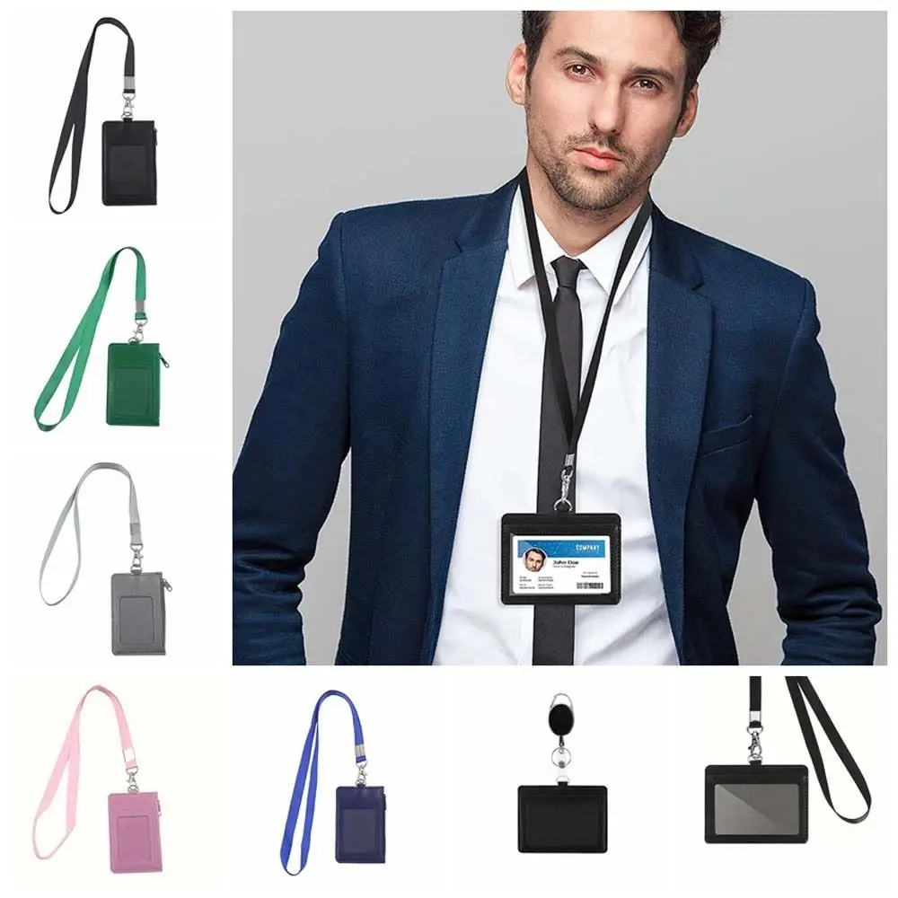 

Portable Lanyard ID Card Holder School Business Badge Holders Zipper Coin Purses Wallet Money Pouch Credit Card Holders Student