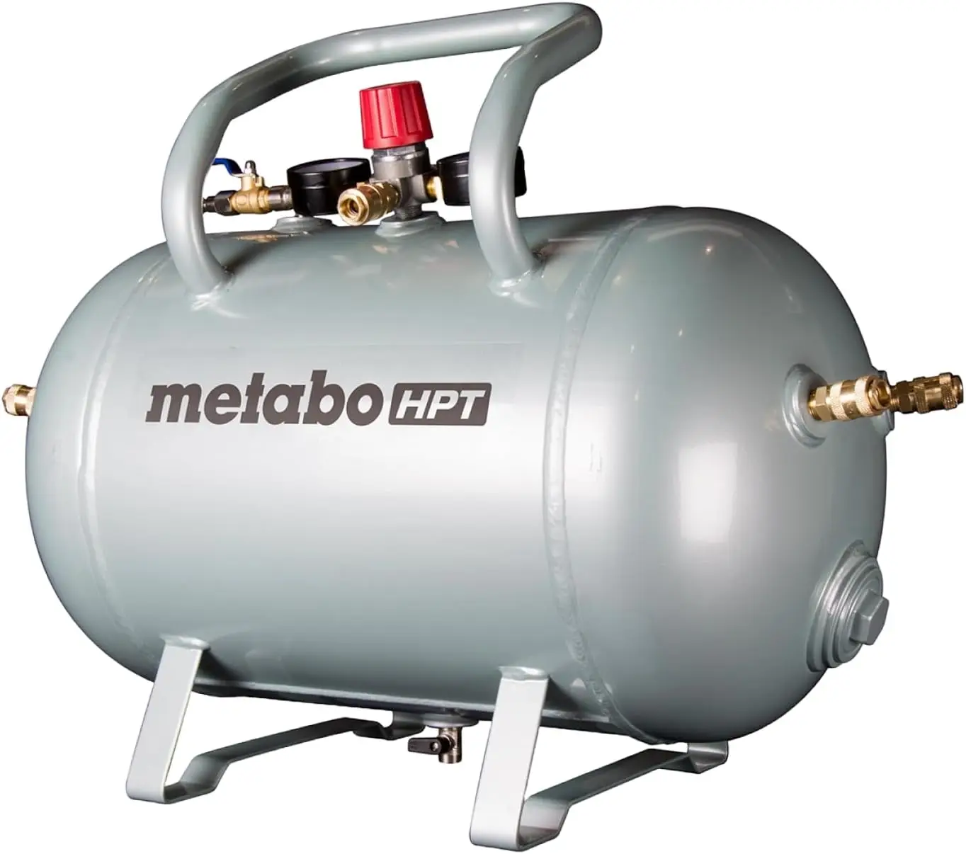 

10-Gallon High-Capacity Air Tank with ASME Certification, 5 Quick Connect Couplers, Industrial Gauges, and Stable Steel Legs
